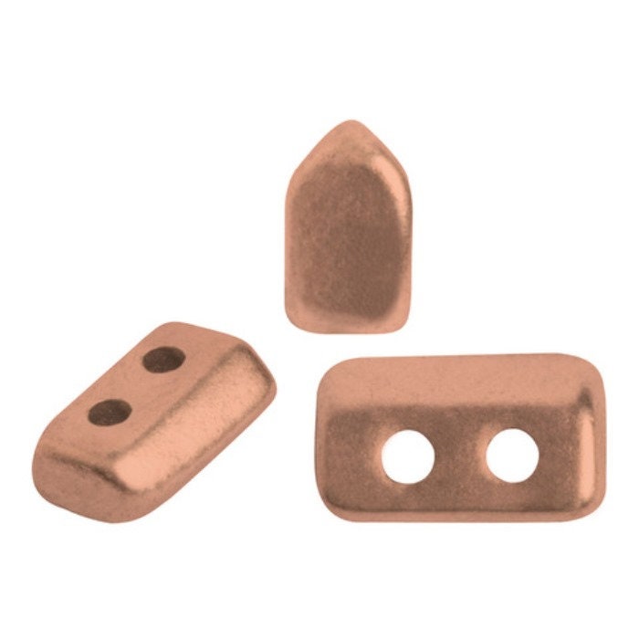 Piros Par Puca-Paris Copper Gold Matte, 2-Hole 2x5x3mm Czech Glass, 5 grams