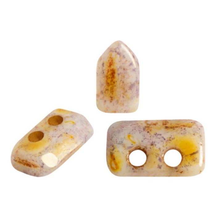 Piros Par Puca-Paris Opaque Mix Rose/Gold, 2 Hole 2x5x3mm Czech Glass, 5 grams