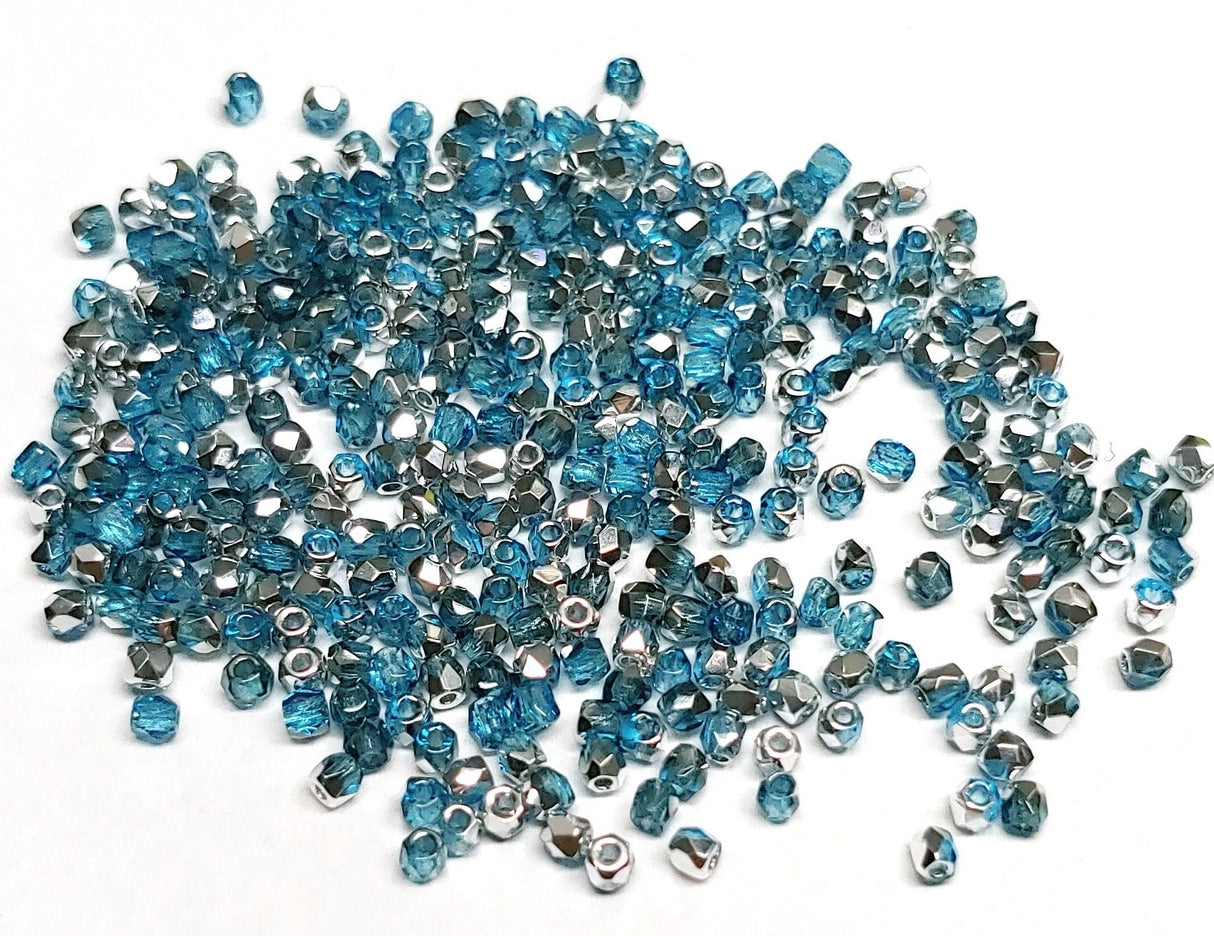 True 2MM Aqua Labrador, Fire Polish Czech Glass, 60020-27001-100 beads