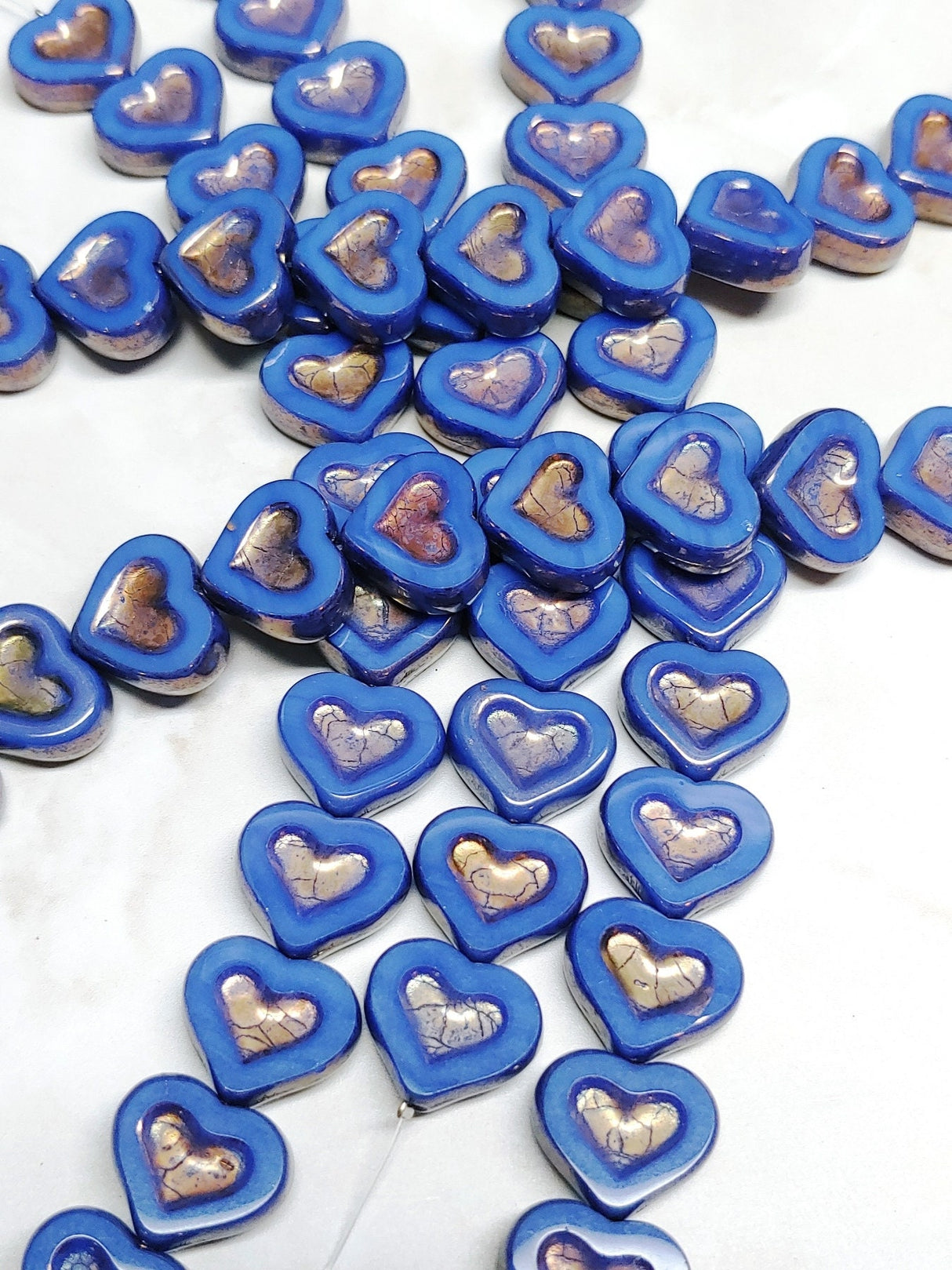 Royal Bronze Heart Beads, 14 x 12 mm Czech Glass Table Cut, 6 beads
