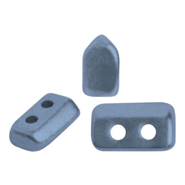 Piros Par Puca-Paris-Metallic Matte Blue, 2-Hole Bead 2X5X3mm Czech Glass, 5 grams