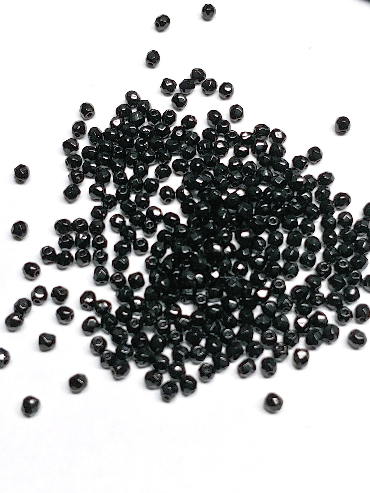 3mm Jet, Czech Fire Polish glass faceted, 23980-99 Beads