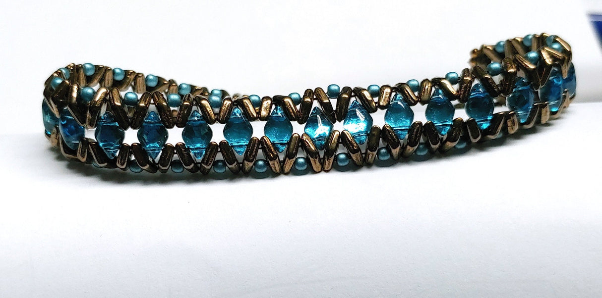 Czechmates Diamond Matte Metallic Flax, 2 hole Czech Glass, 4x6.5mm K0171, 100 beads-Free Pattern with purchase of Czechmates Diamond beads.