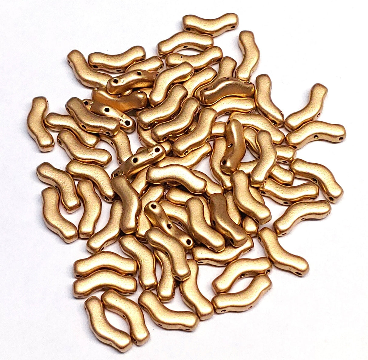 Bridge Bead Bronze Pale Gold, 3x12mm Czech Glass 3-Hole Bead, 01710-30 beads