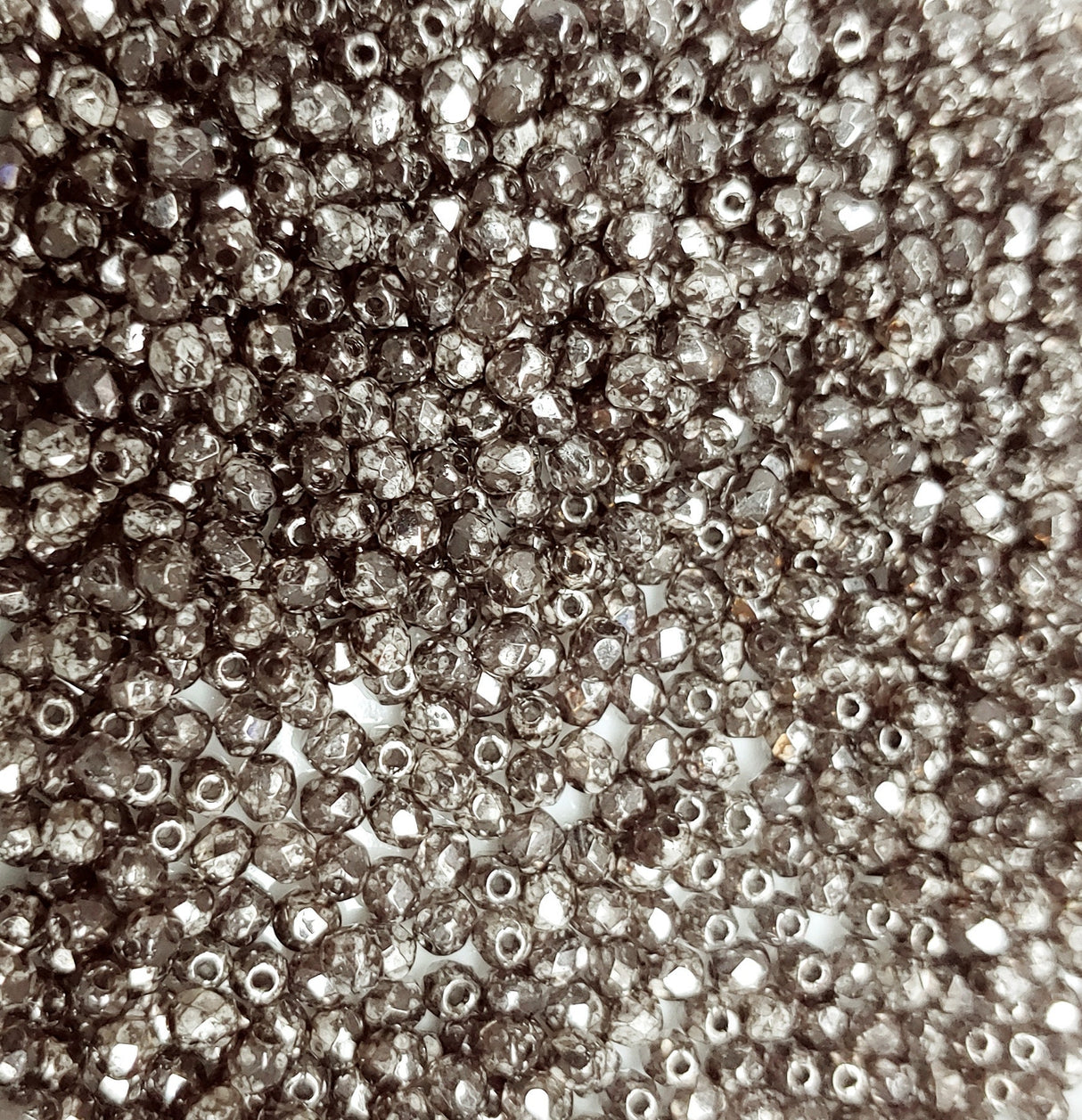 3mm Fire Polish Crystal Antique Chrome, Czech glass faceted round bead, 00030-18549