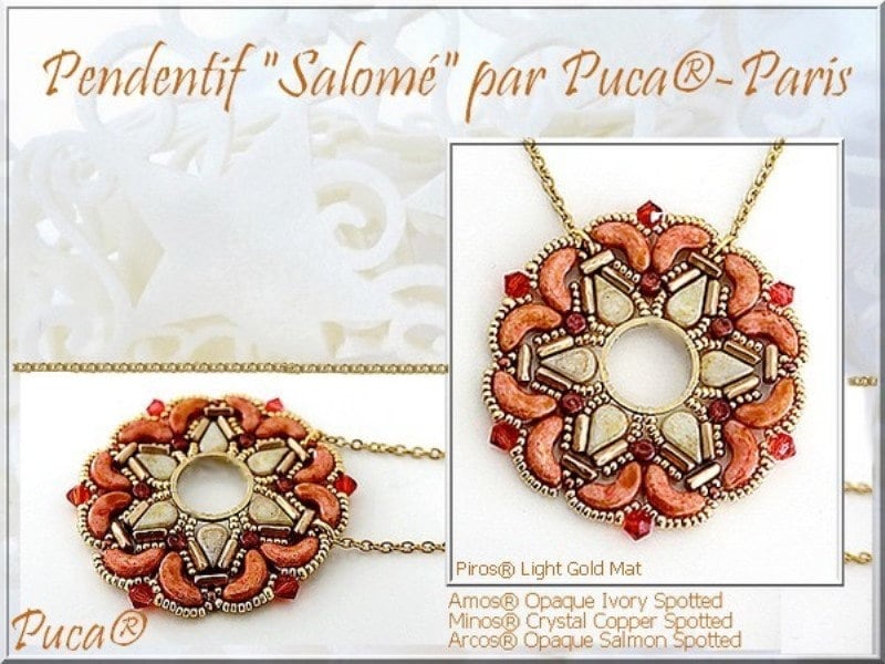 Arcos® par Puca® Opaque Salmon Spotted, 3-Hole 5X10MM Czech Glass, 65324- 30 Beads