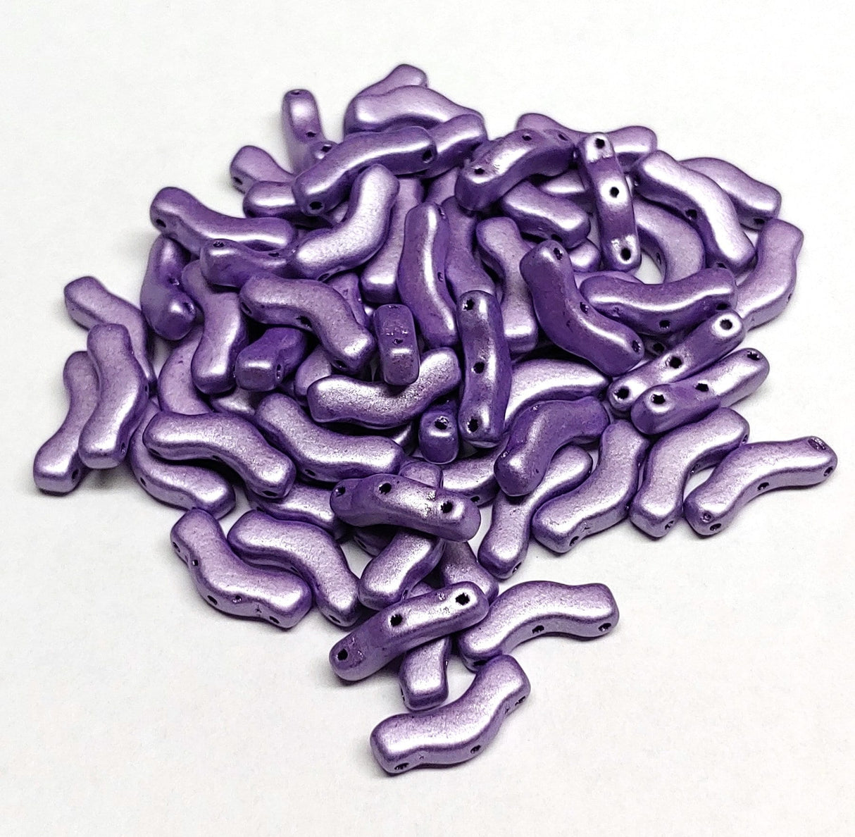 Bridge Bead Jet Suede Purple, 3x12mm Czech Glass 3-Hole Bead, 30 beads