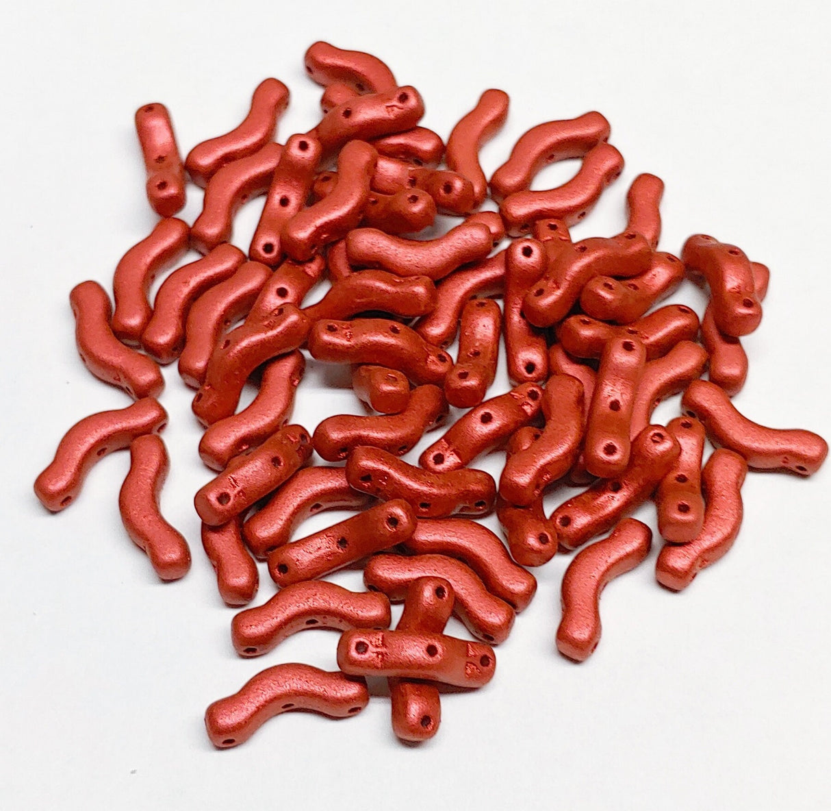 Bridge Bead Chalk Lava Red, 3-Hole Czech Glass 3x12MM, 02010-01890-30 beads