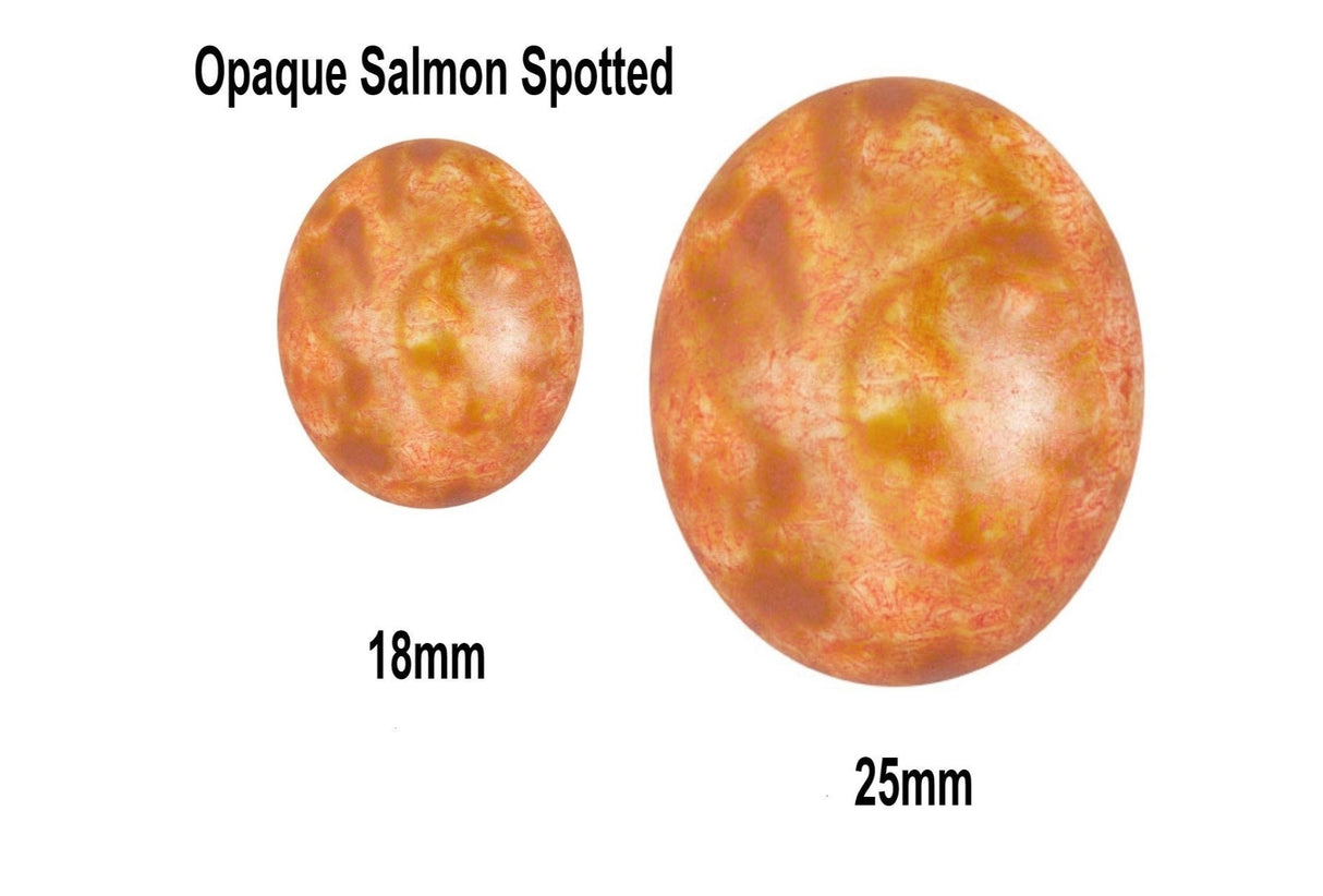 Cabochon Par Puca Paris, Opaque Salmon Spotted Round 18mm or 25mm Czech glass, Qty 1