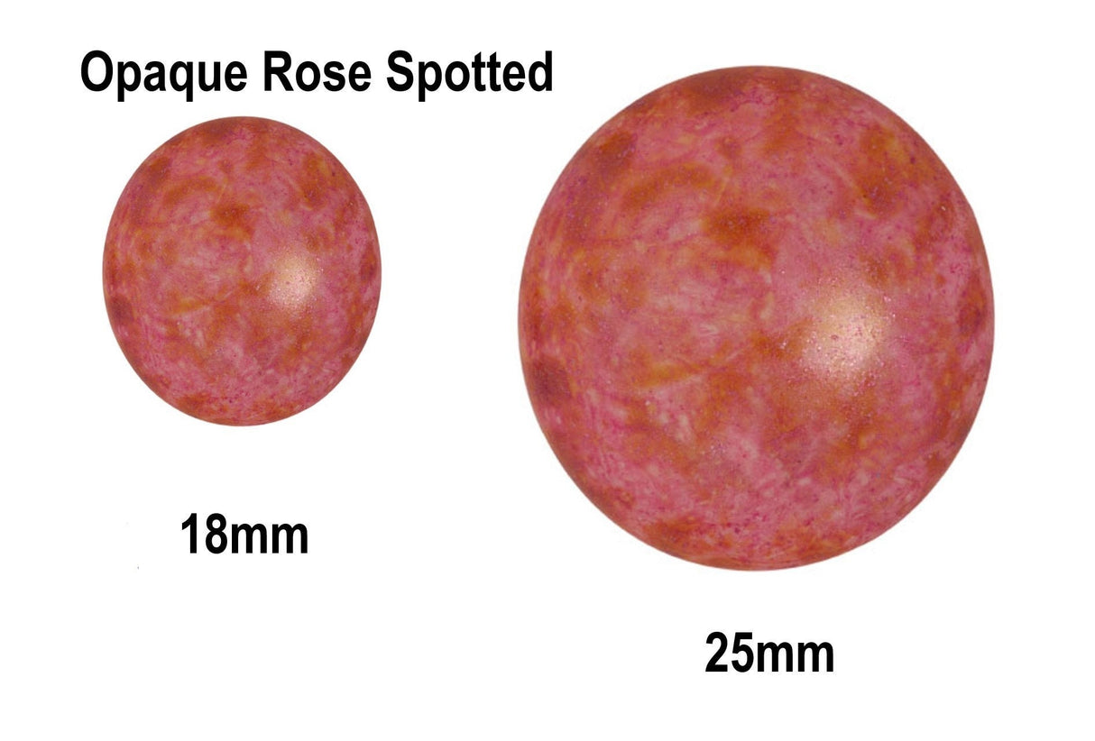 Cabochon Par Puca Paris, Opaque Rose Spotted 18mm or 25mm Czech glass, Qty 1