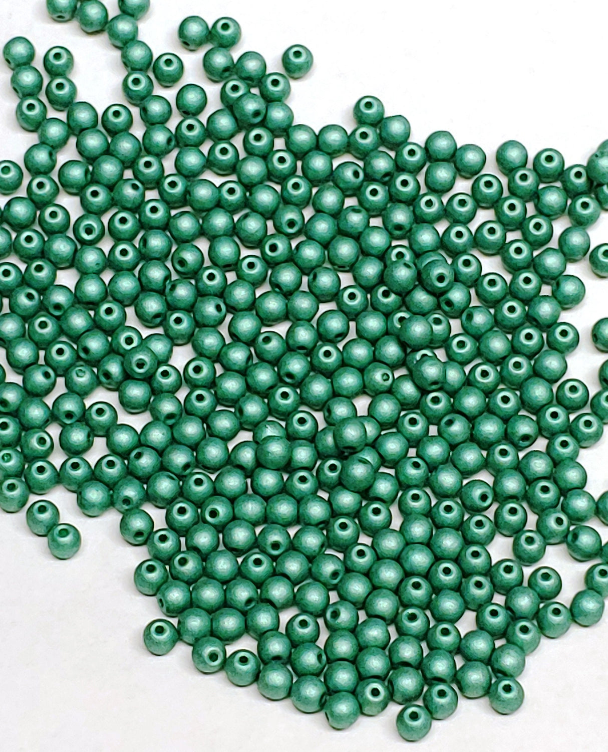 3mm Round Metallic Emerald, Czech Glass Beads, 29455