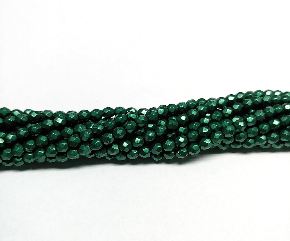 4mm Fire Polish Saturated Metallic Martini Olive, Czech glass faceted round, 06B05-50 beads