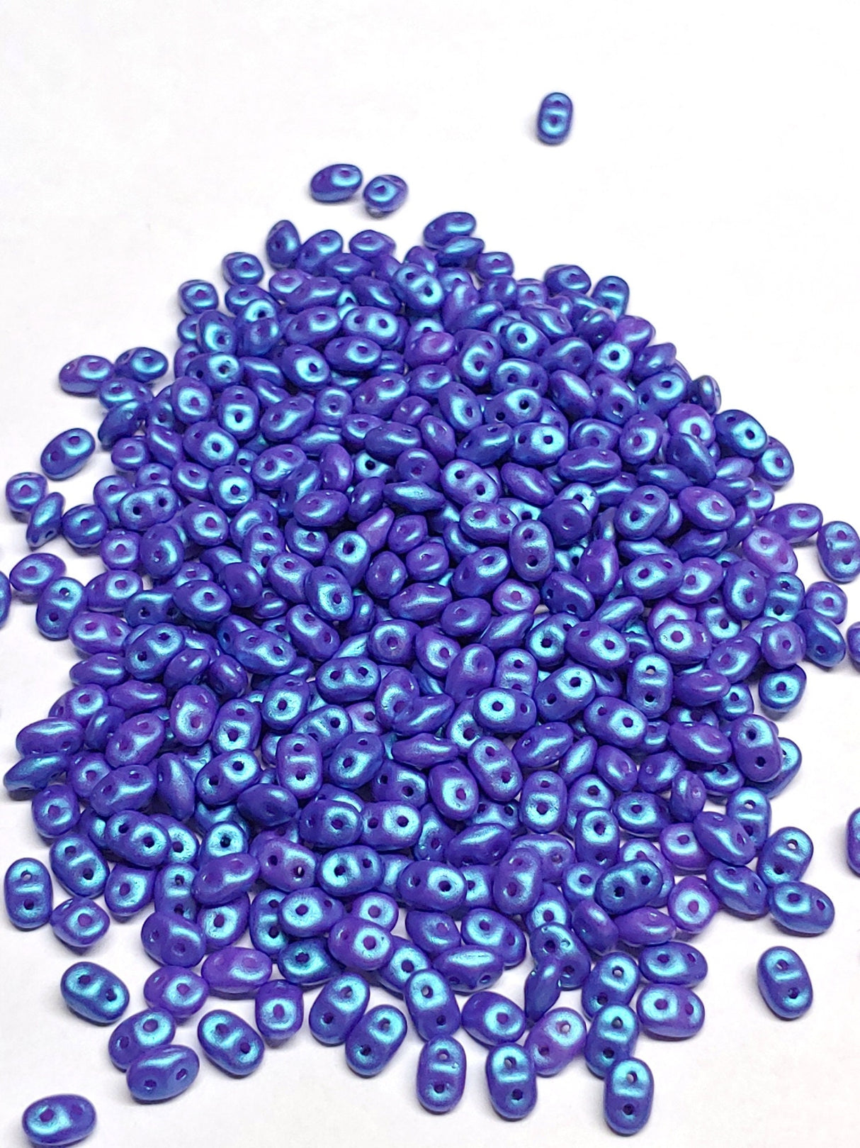 SuperDuo Tropical Blue Grape, Czech Glass 2-hole bead 2.5x5mm-24510, 10 grams