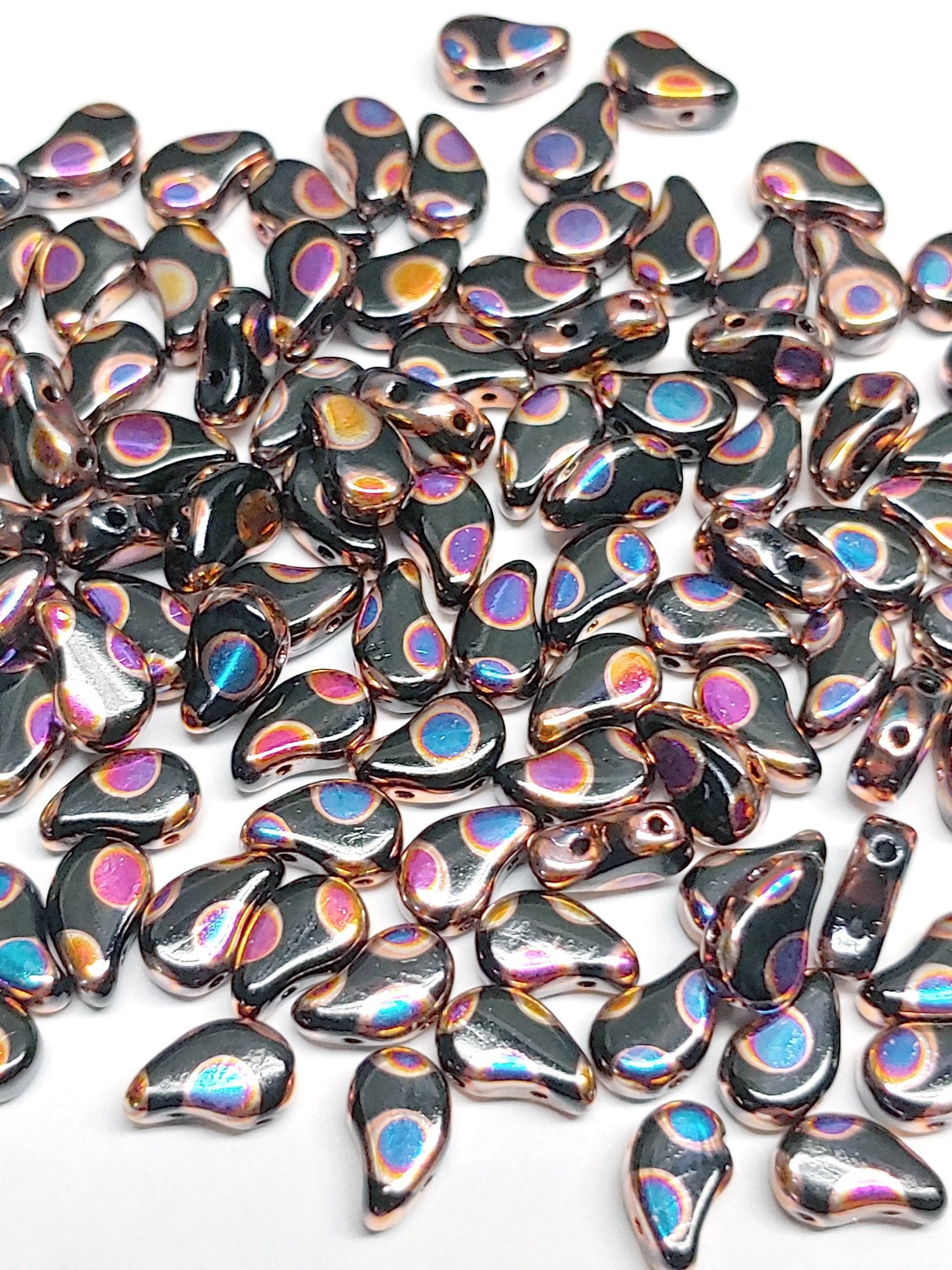 Paisley Duo Jet Full Sliperit Dot, 8x5MM 2 hole Czech Glass, 8523980-29503 Qty 52