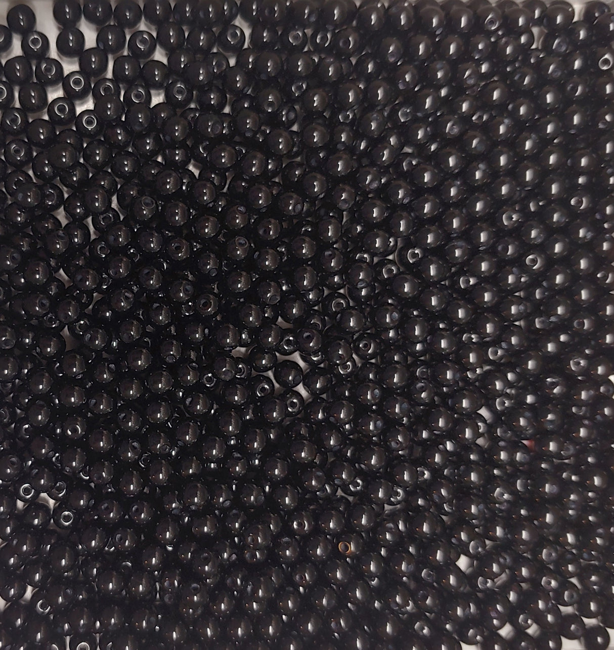 4mm Round Jet Czech Glass Beads, 23980 50 beads