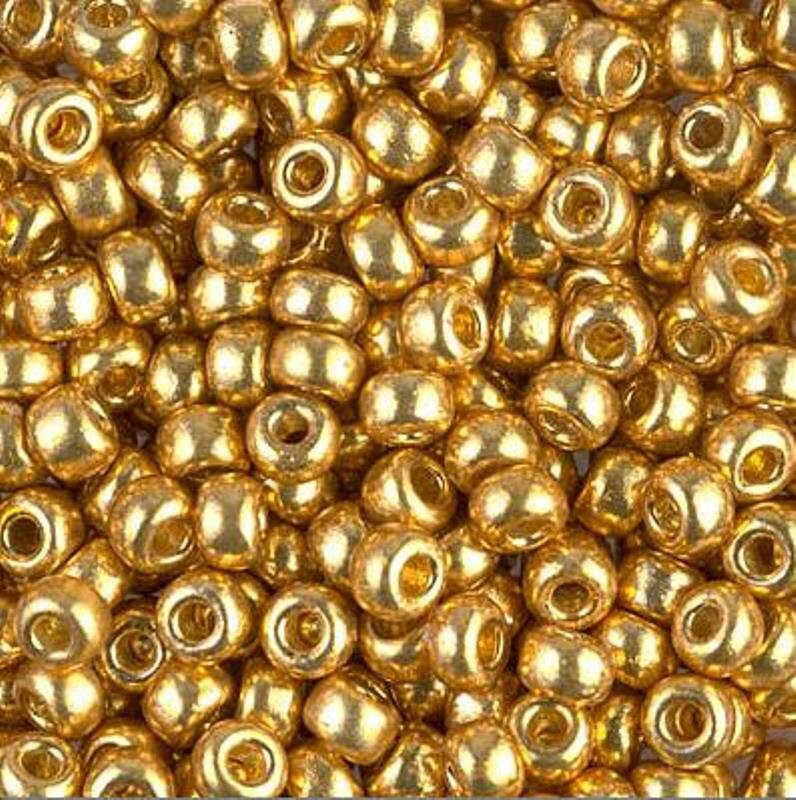 6/0 Duracoat Galvanized Miyuki Glass Seed Bead, Gold, D4202