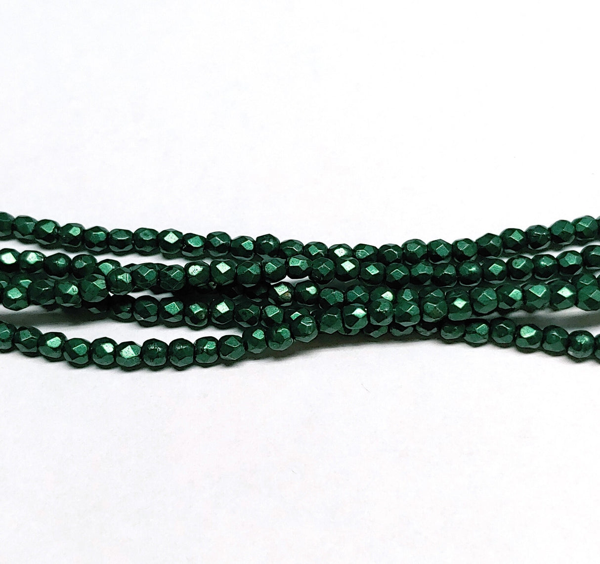 2mm Fire Polish Saturated Metallic Martini Olive, Czech glass faceted round, 06B05 - 50 Beads