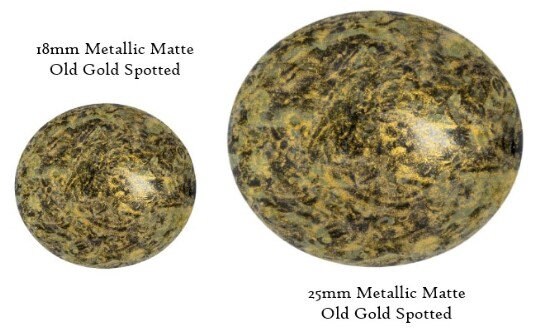 Cabochon Par Puca Paris, Metallic Matte Old Gold Spotted 18mm or 25mm Czech glass, Qty 1