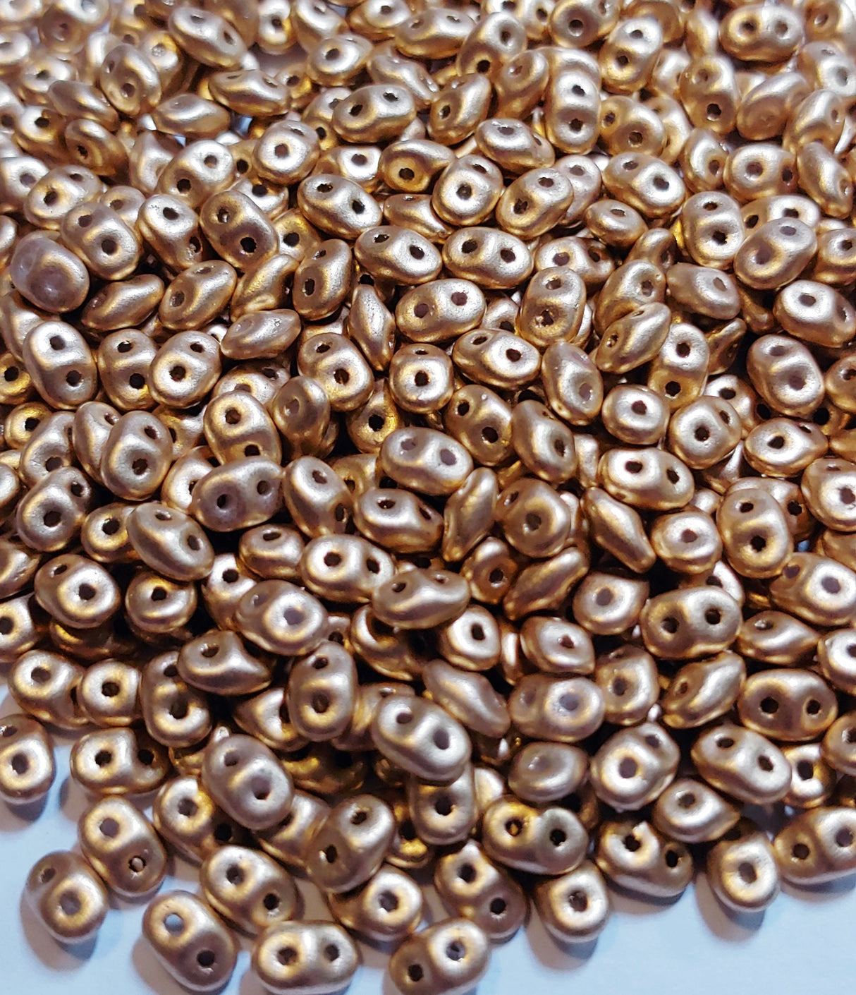 SuperDuo Crystal Bronze Pale Gold, Czech Glass 2-hole bead 2.5x5mm, 01710-10 or 20 grams