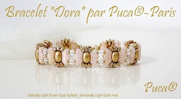 Delos Par Puca ®-Paris® Copper Gold Matte, 3 Hole Czech Glass 6 x 11mm, 00030-01780-25 Beads