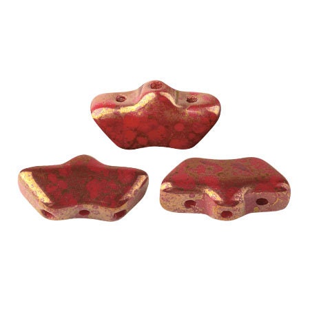Delos Par Puca ®-Paris® Opaque Coral Red Bronze, 3 Hole Czech Glass 6 x 11mm, 93200-15496-25 Beads
