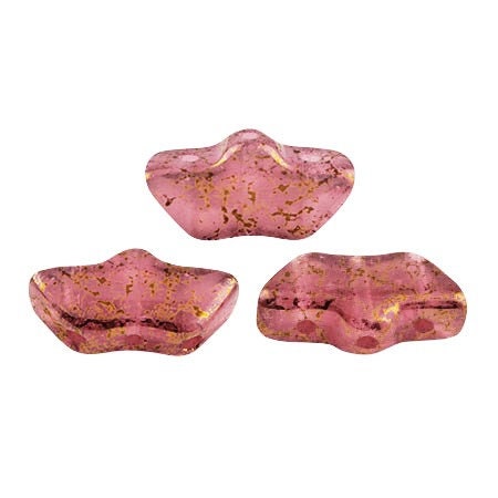 Delos Par Puca ®-Paris® Dark Pink Opal Bronze, 3 Hole Czech Glass 6 x 11mm, 71500-15496-25 Beads