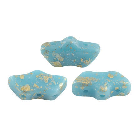 Delos Par Puca ®-Paris® Opaque Aqua Splash , 3 Hole Czech Glass 6 x 11mm, 63020-94401-25 Beads