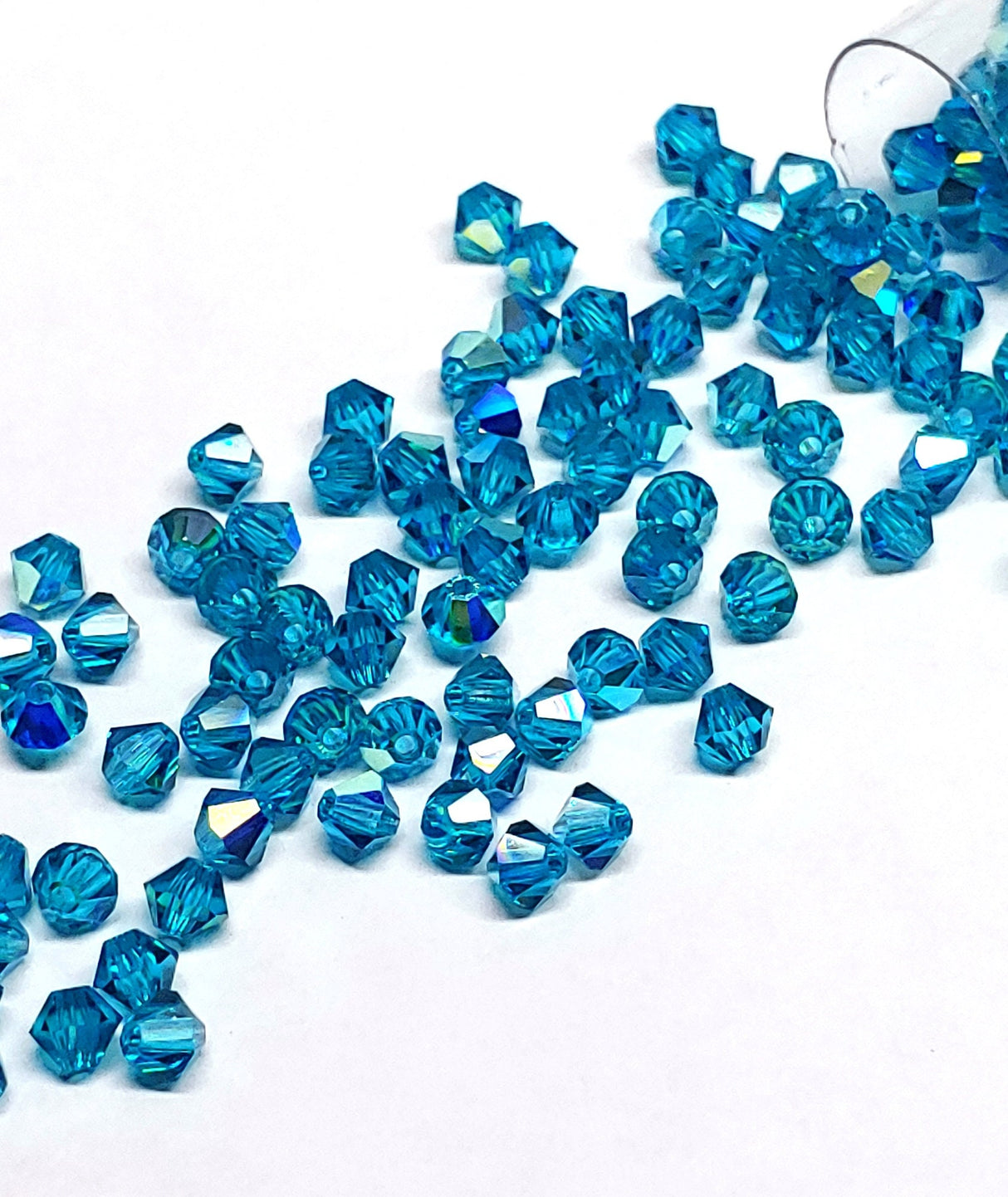 Preciosa 4mm Blue Zircon AB, Crystal Bicone - 36 pieces