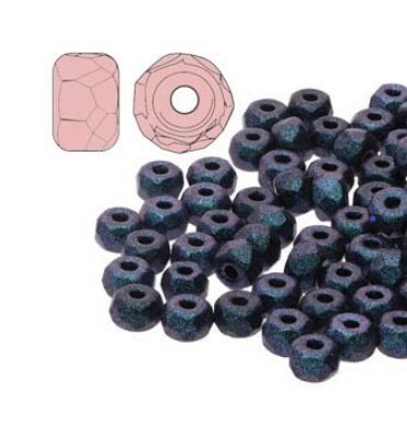 Micro Spacers Polychrome Denim Blue, 2x3MM Faceted Czech Glass, 29074-50 Beads