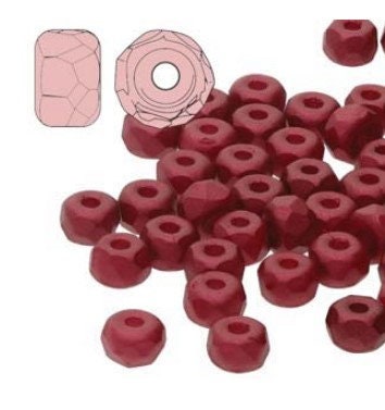 Micro Spacers Dark Red, 2x3MM Faceted Czech Glass, 29717-50 Beads