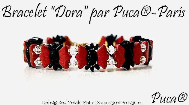 Delos Par Puca ®-Paris® Red Metallic Matte, 3 Hole Czech Glass 6 x 11mm, 03000-01890-25 Beads