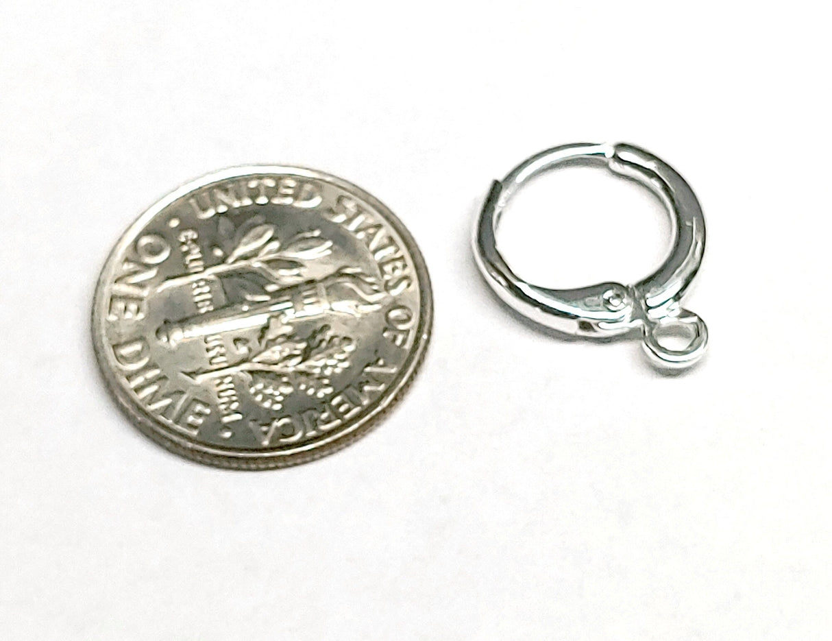 Leverback Earwire, 14mm Long - Silver Plated Brass or Gold Plated Brass, Hypoallergenic Tarnish Resistant