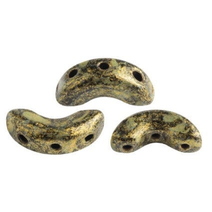 Arcos Par Puca Metallic Matte Old Gold Spotted, 5X10 MM Czech glass, 23980-65322-30 beads