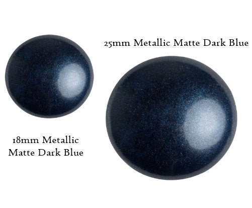Cabochon par Puca Metallic Matte Dark Blue, 18mm or 25mm, Choose a size, Quantity 1
