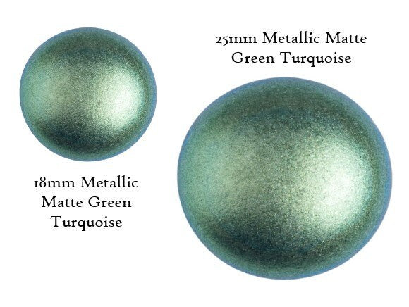 Cabochon par Puca Metallic Matte Green Turquoise, 18mm or 25mm, Choose a size, Quantity 1