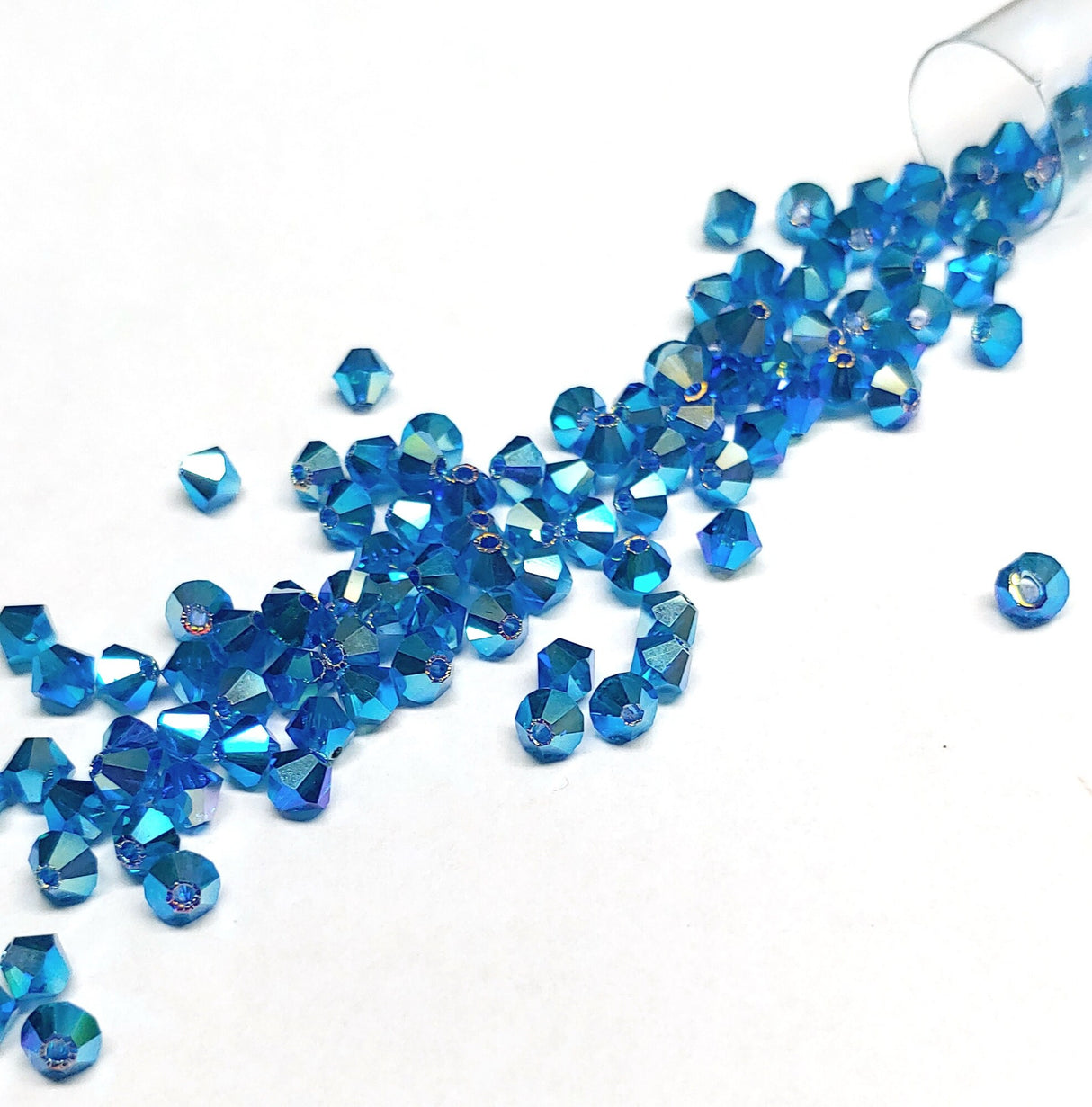 Preciosa 4mm Capri Blue AB 2X, Crystal Bicone - 36 pieces