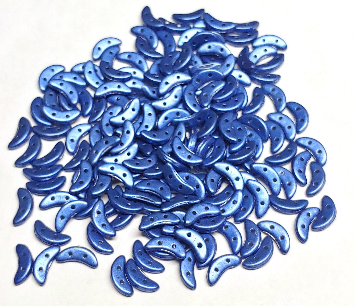 Saturated Metallic Navy Peony CzechMates Crescent Bead, 10mm 2-Hole Czech Glass Bead, 04B05 - 50 Beads