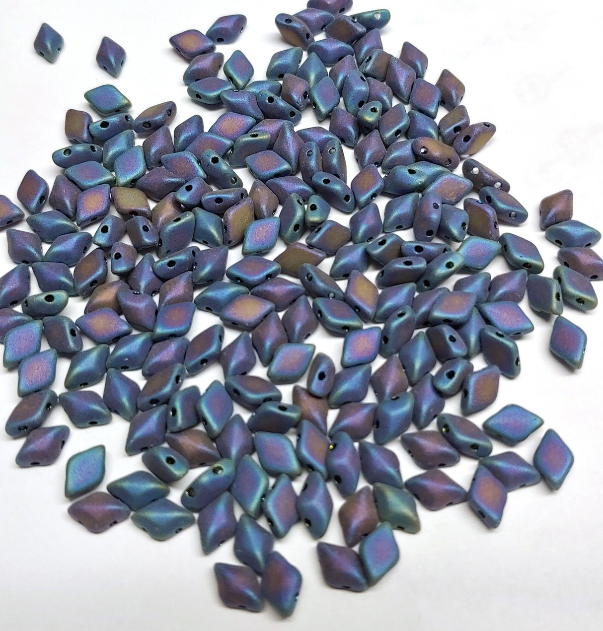 GemDuo Jet Blue Iris Matte, 2-Hole Matubo Czech beads 8x5mm, 23980-21135 10 grams