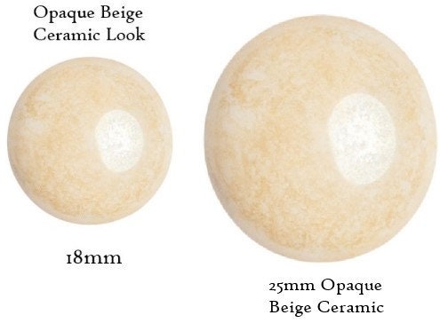 Cabochon Par Puca Paris, Opaque Beige Ceramic 18mm or 25mm Czech glass, Qty 1