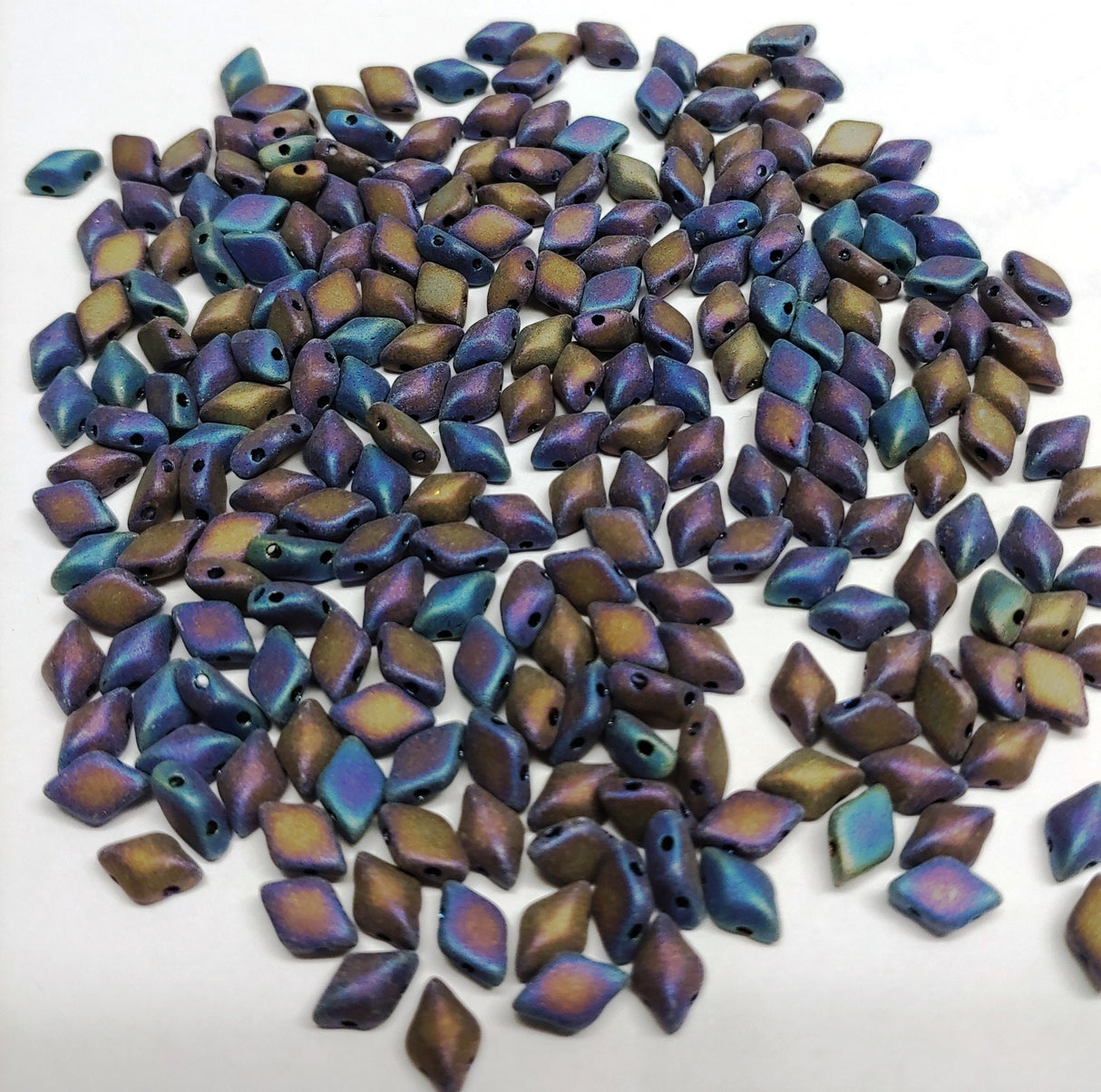 GemDuo Jet Rainbow Iris Matte, 2-Hole Matubo Czech beads 8x5mm, 23980-21105 10 grams