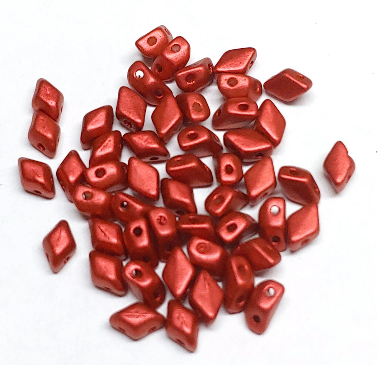Mini GemDuo Chalk Lava Red, 2-Hole Matubo Czech beads 6x4mm