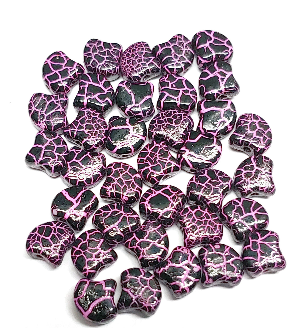 Ginko Bead Ionic Jet Pink, 2-Hole Czech Glass 7.5x7.5mm, 24615-35 beads