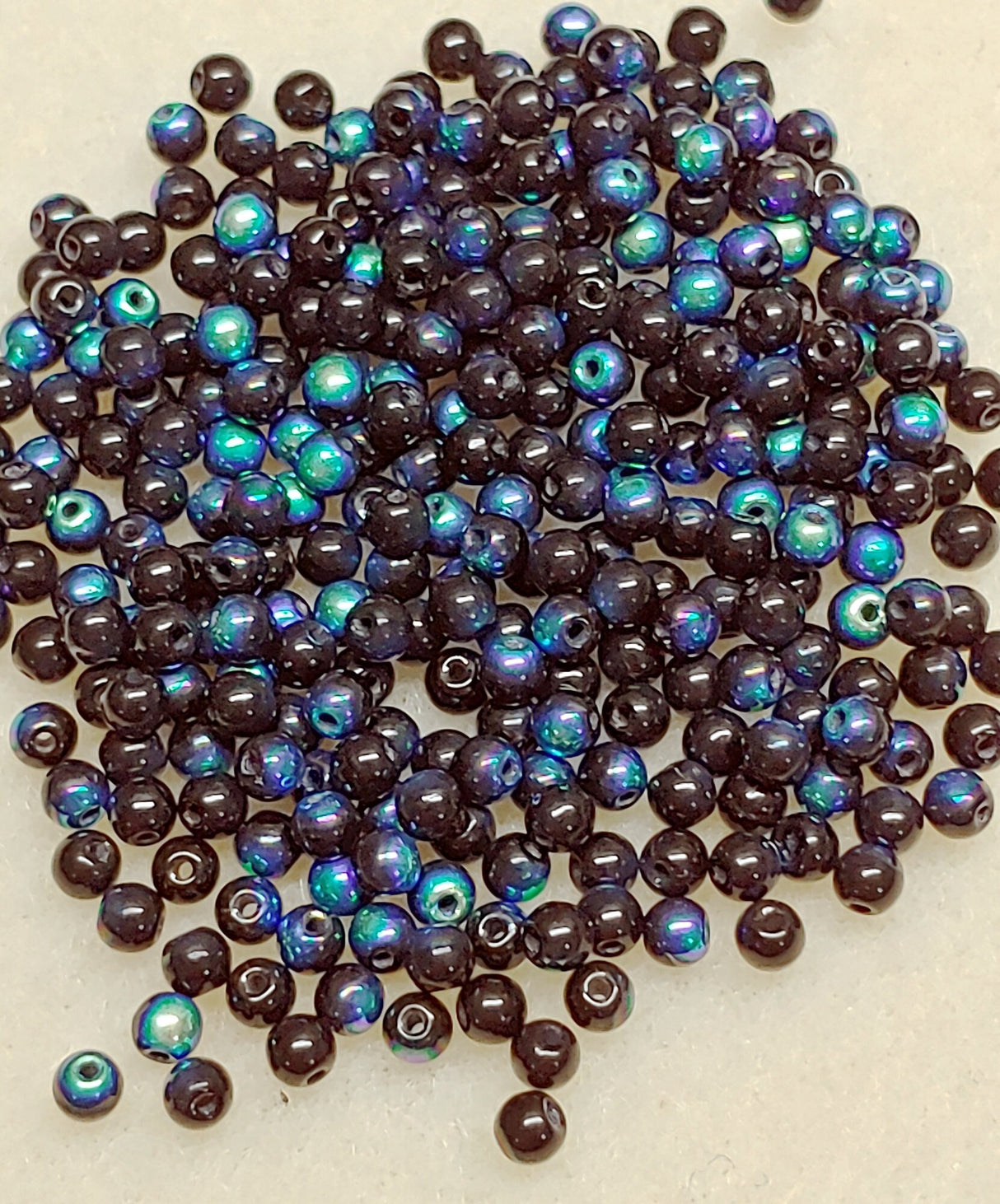 3mm Round Jet AB Czech Glass Beads, 28701 50 beads