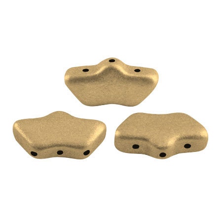 Delos Par Puca ®-Paris® Light Gold Matte, 3 Hole Czech Glass 6 x 11mm, 00030-01710-25 Beads