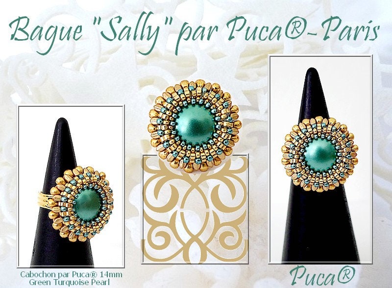Cabochon Par Puca Paris 14mm, Pearl, Czech glass, 6 colors to choose from, Qty 1