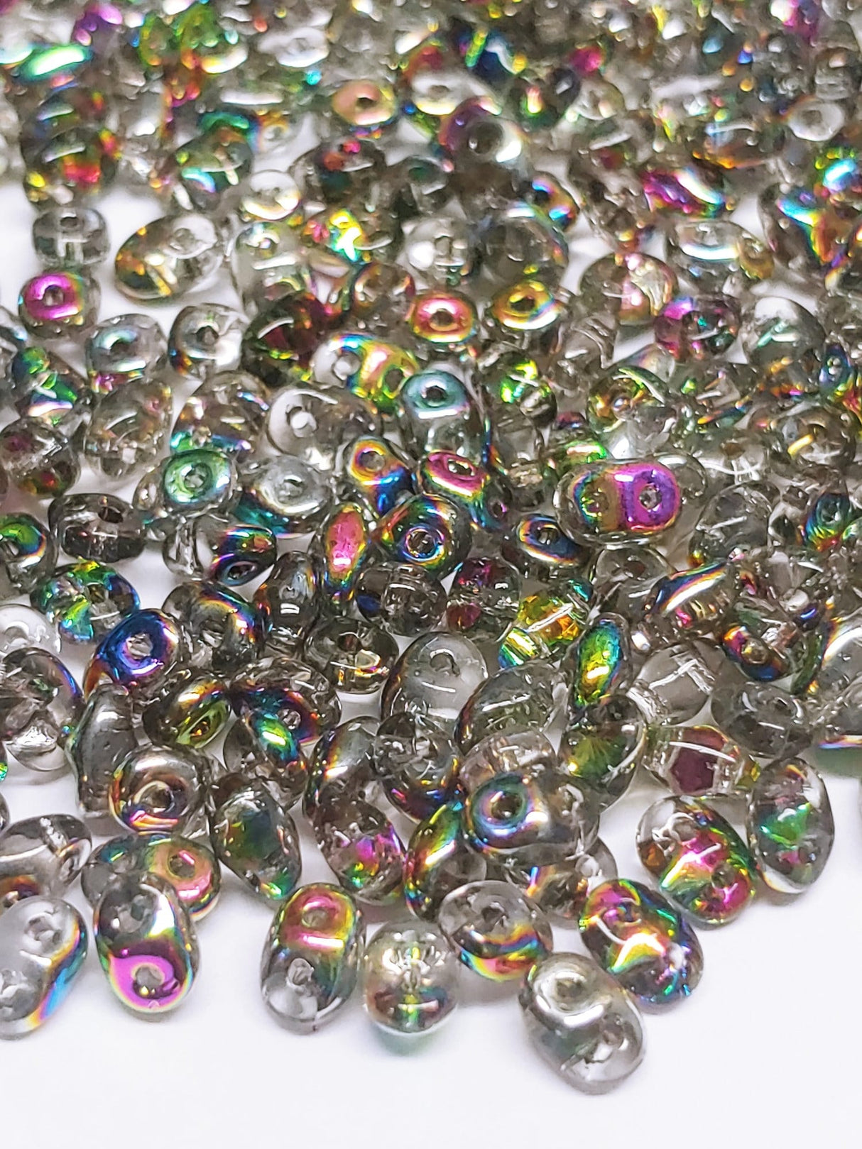 SuperDuo Crystal Vitrail, Czech Glass 2-hole bead, 2.5x5mm 28101, 10 grams