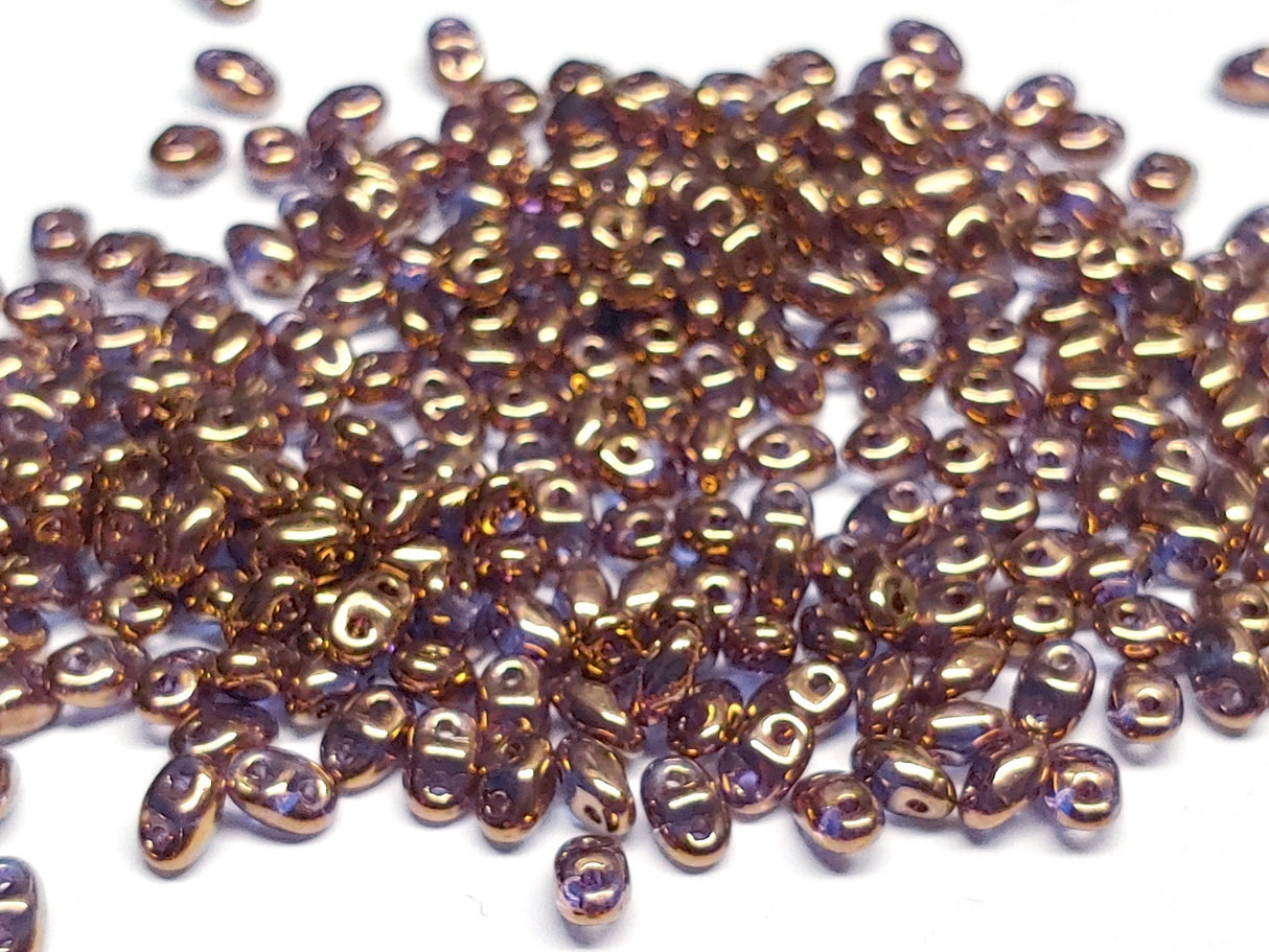 MiniDuo Crystal Bronze Gold, 2-Hole 2x4MM Czech Glass, 90215-10 Grams