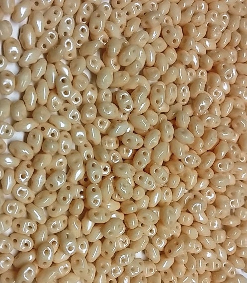 MiniDuo Chalk Orange Luster, 2-Hole 2x4MM Czech Glass, 14413-10 Grams