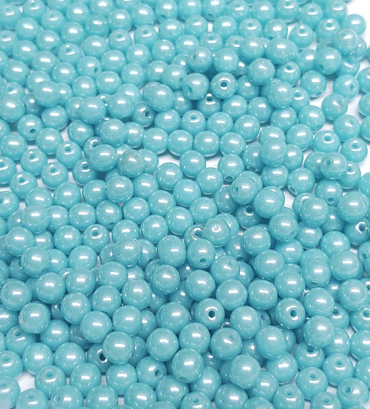 4mm Round Turquoise Shimmer, Czech Glass Beads, 50 beads