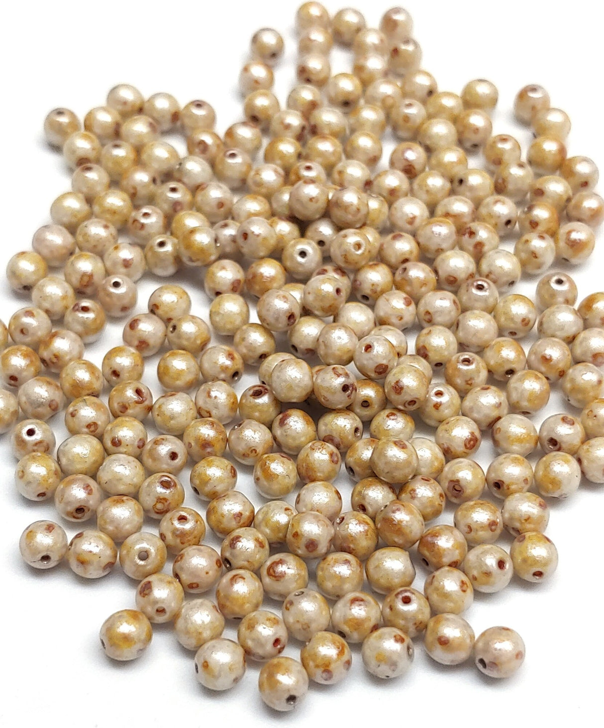 4mm Round Caraway, Czech Glass Beads, 50 beads
